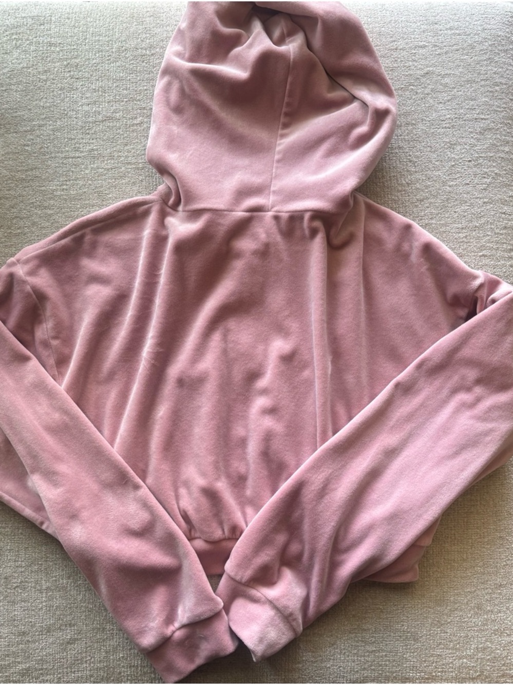 Y2K Pink Velour Cropped Zip Hoodie | Juicy Inspired | Coquette Sporty | Size M - Picture 7 of 7